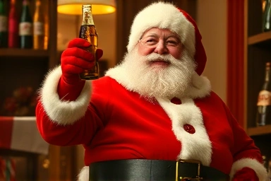 Vintage Coca-Cola ad blending into Santa Claus imagery