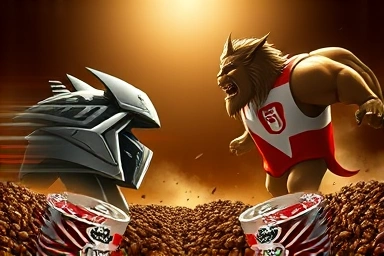 Symbolic battle of Starbucks vs Dunkin' Donuts coffee giants