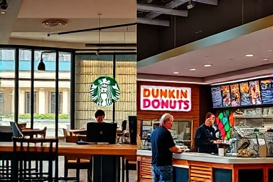 Contrasting coffee shop experiences of Starbucks and Dunkin Donuts