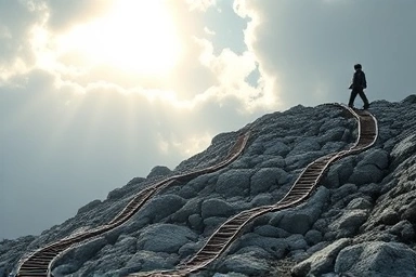 Challenging path symbolizing startup founder's journey to recovery.