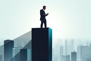 Abstract CEO power and shadow with cityscape