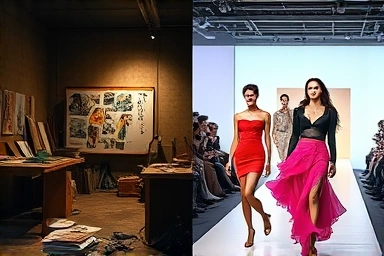 Versace's past struggles contrasted with modern triumph and innovation.