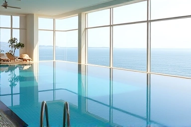 Indoor ocean-view pool at Busan Ananti Hilton