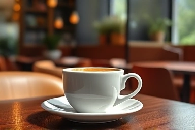 Stylish cafe interior with coffee and artistic decor