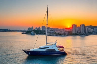Busan coastline sunset yacht cruise luxury