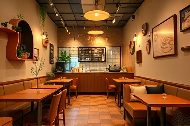 Cozy and aesthetic cafe interior in Busan