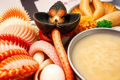 Fresh seafood platter and abalone porridge at Korean haenyeochon