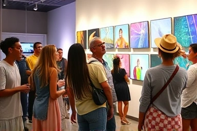 국립아시아문화전당 미디어 아트 전시 관람 모습