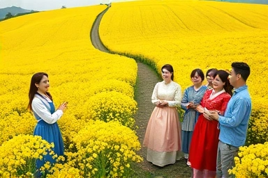 고창 학원농장 유채꽃밭, 드라마 촬영 의상 체험