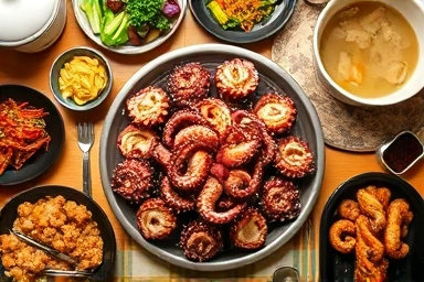 신선한 무안 뻘낙지 맛집 상차림