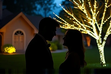 빛 축제 커플 실루엣