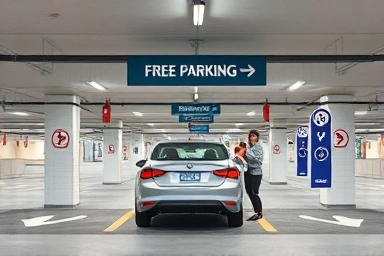 수원 스타필드 주차장 입구 및 안내 표지판