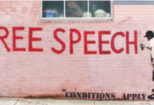 ‏حرية التعبير.. الشروط تنطبق، كتابة على جدار – (المصدر)