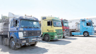 شاحنات أردنية تعمل على نقل البضائع - (ارشيفية)