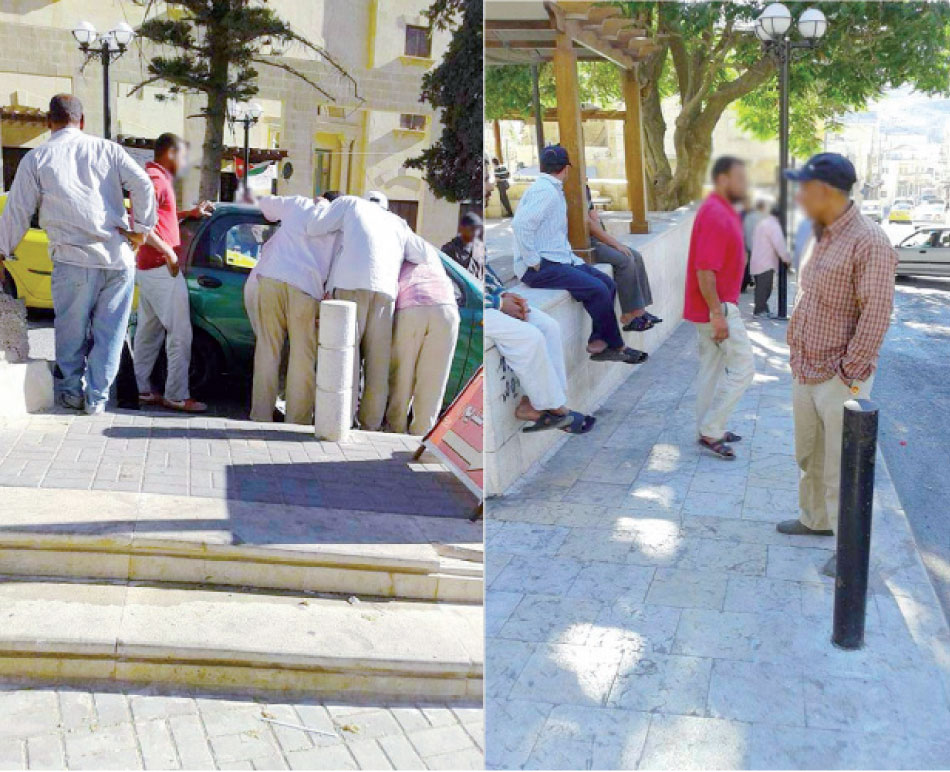 عمال وافدون يتجمعون بوسط السلط بانتظار الحصول على عمل-(الغد)