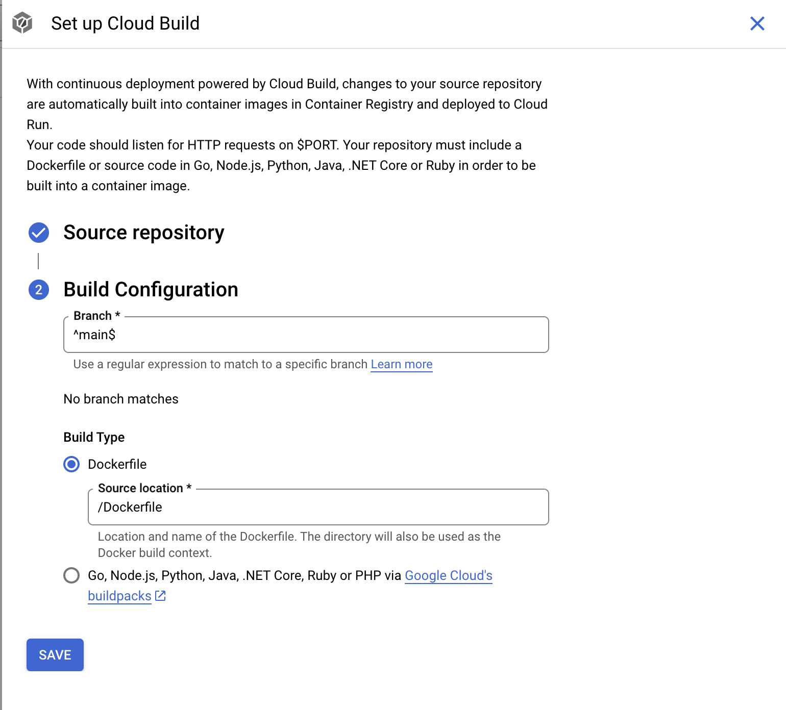 Image of Cloud Build Setup