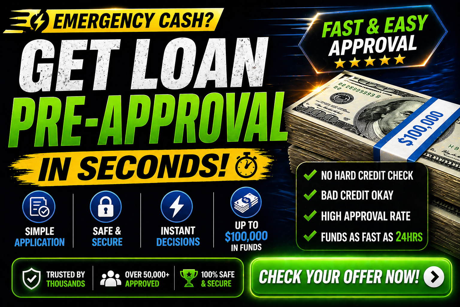 Get up to $100K loan approval - check eligibility now