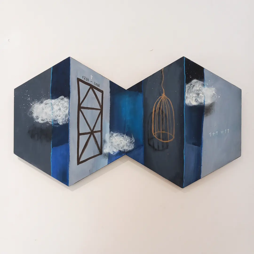 Inez Wijnhorst, &quot;Dialogues and Bridges&quot; series, 2018. Acrylic on wood., 24x41,5cm, 2018