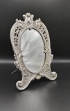 Table mirror with 833/1000 silver mirror with portuguese Boar Hallmark for Porto and silversmith&#39;s mark for Eduardo Baptista (reg. 1923-1926)., 35x22,5cm, 1923-1926