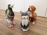 Animal shaped water jugs. Cat, dog and duck. Hand painted and finished., , 2019