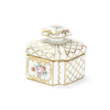 Limoges porcelain lidded jar. Hand painted decor. Marked: B&amp;H - Paris - Decor main - Limoges, 9 cm, unknown