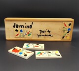 Wood pieces and box with seven circus themed drawings by portuguese artist José de Guimarães, comissioned by the Calouste Gulbenkian Foundation - José de Azeredo Perdigão Center for Modern Art., 4,5x37,5x12,5cm,