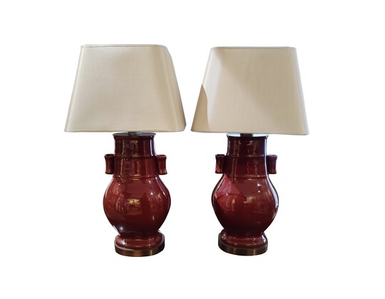 Pair of oxblood lamp vases - Par de jarras candeeiro sangue-de-boi