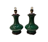 Pair of arsenic green chinese export porcelain vase lamps., 43x24cm, 20th century - séc. XX