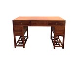 Exotic wood desk table with 7 drawers. With yellow metal hardware., 82,5x141,5x60...