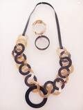 Necklaces, bracelets, earings and rings in dometic Buffalo Horn, lacquered. Available in different colours and shapes., ,