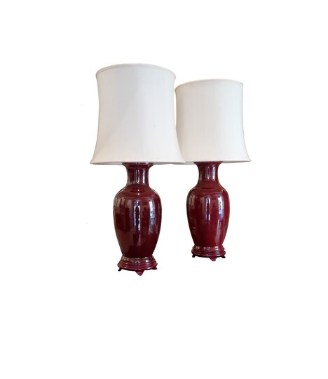 Oxblood pair of vase lamp - Par de jarras candeeiros sangue-de-boi