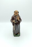 Moving Friar figurine in painted and glazed faience. Marks for JOSÉ A. CUNHA - SUCESSORES - CALDAS., 26cm, 1901-1915