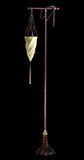 Fortuny print silk floor lamp. Cesendello collection. Details in Murano crystal and brass. Colour: Ivory., alt. 174 cm, 21st century - séc. XXI