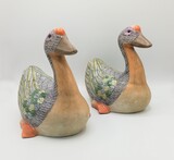 Pair of polychrome ceramic ducks from Macau., 22 cm, 20th century - séc. XX