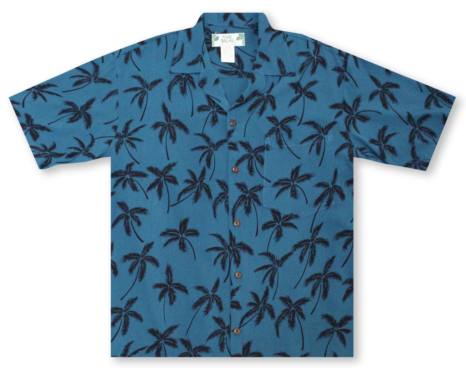 Hawaiian Shirts From Aloha Shirt Shop | Two Palms Palm Tree - Deep Blue ...