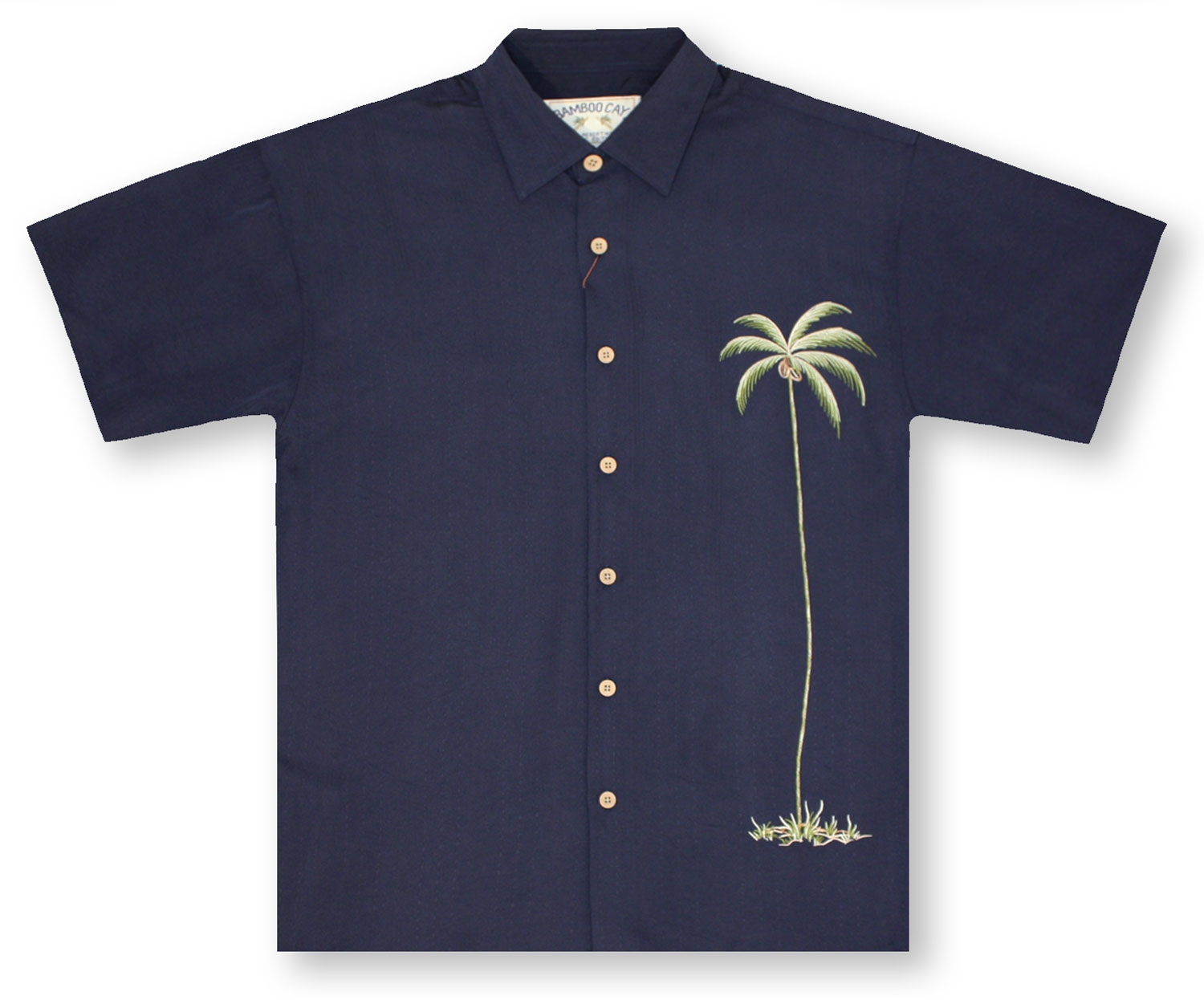 Hawaiian Shirts From Aloha Shirt Shop | Bamboo Cay Solo Palm - Navy | BC-65