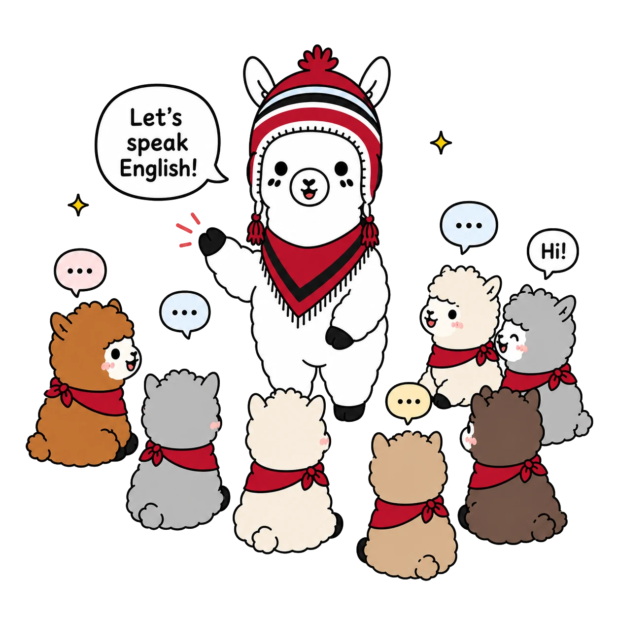 Alpaca leading a friendly English speaking club