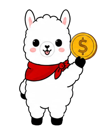 Альпака AlpacaLingua с золотой монетой