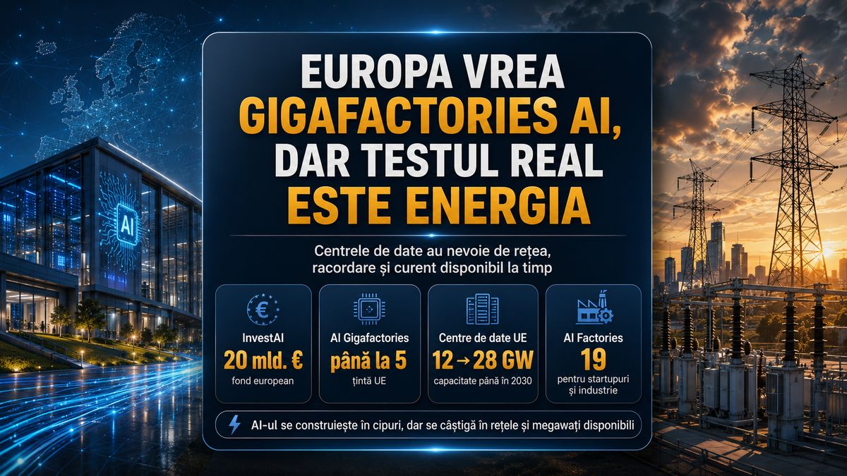 Europa vrea AI Gigafactories, dar energia disponibilă la timp devine testul real al cursei AI — NRG-IA