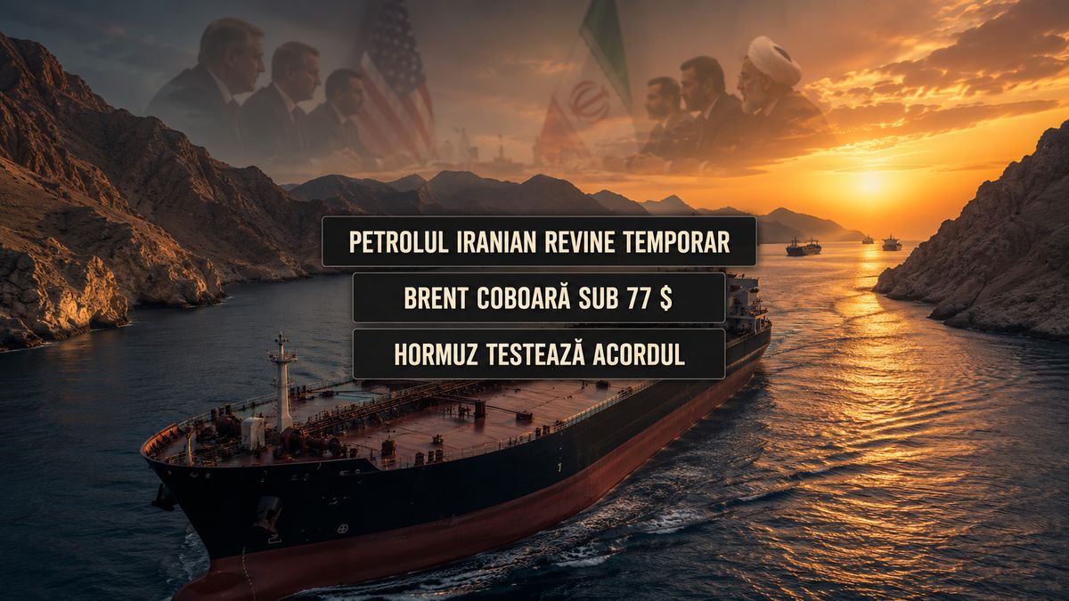 SUA autorizează temporar vânzarea petrolului iranian: Brent sub 77 dolari și reluare limitată a traficului prin Hormuz — NRG-IA