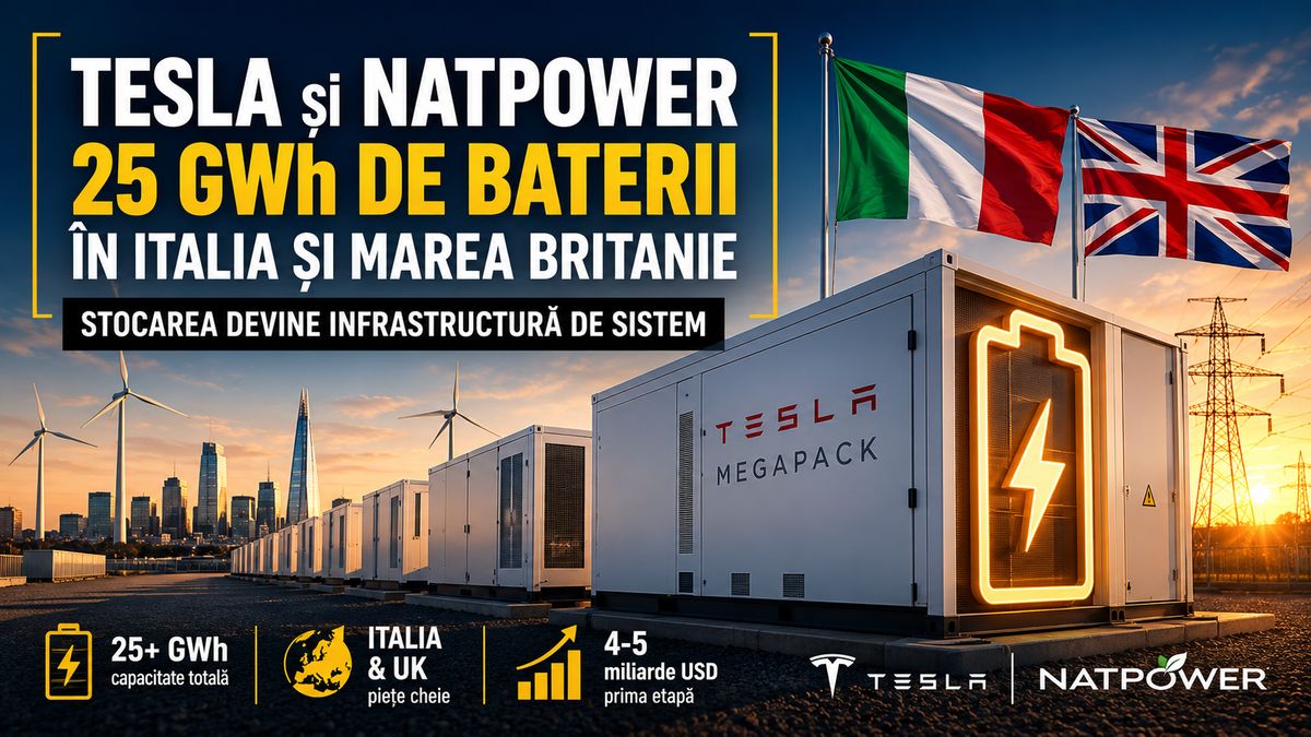 Tesla și NatPower semnează acord pentru 25 GWh de baterii BESS în Italia și Marea Britanie — NRG-IA