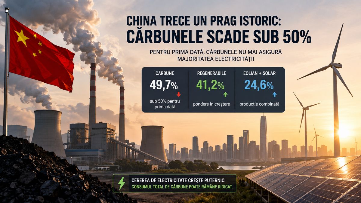 Cărbunele scade sub 50% din producția de electricitate a Chinei, dar consumul total continuă să crească — NRG-IA