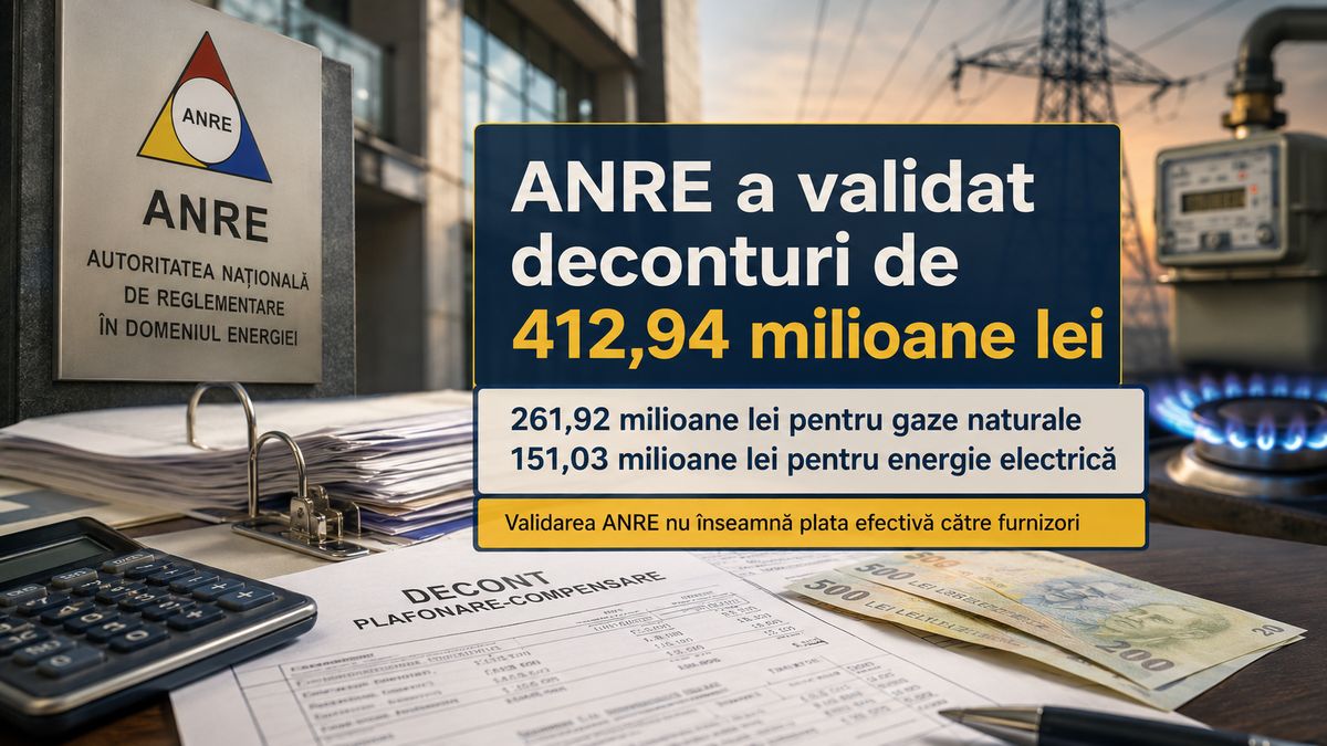 ANRE validează 412,94 milioane lei pentru furnizori: deconturile plafonării continuă după încheierea schemei — NRG-IA