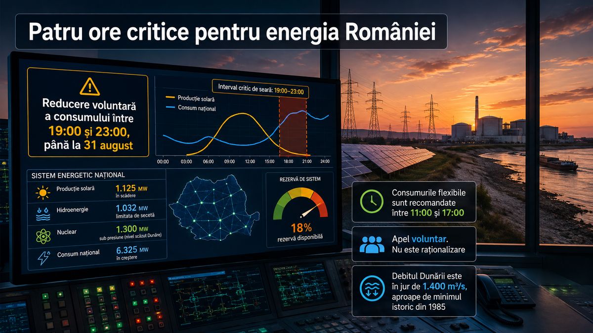 Ministerul Energiei cere reducerea voluntară a consumului între 19:00 și 23:00 până la 31 august — NRG-IA
