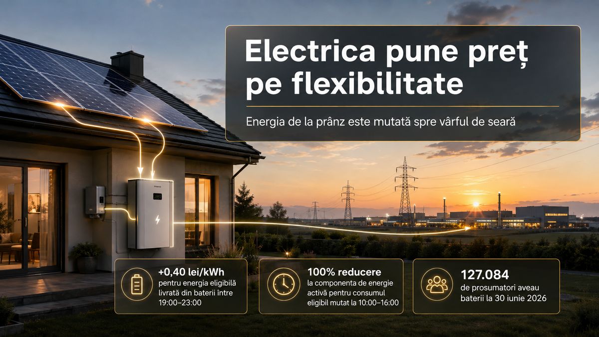 Electrica oferă +0,40 lei/kWh prosumatorilor cu baterii și reducere de 100% la energia activă mutată la prânz — NRG-IA