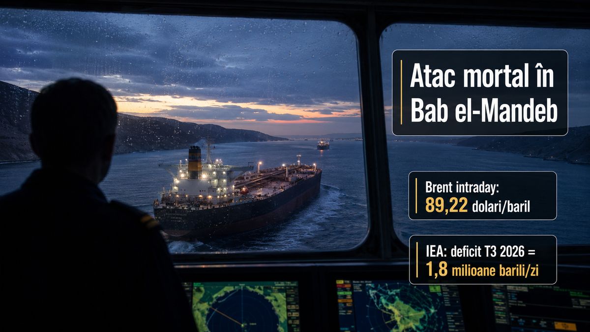 Brent spre 90 de dolari după atacul din Bab el-Mandeb. IEA vede deficit petrolier de 1,8 milioane bpd în T3 2026 — NRG-IA