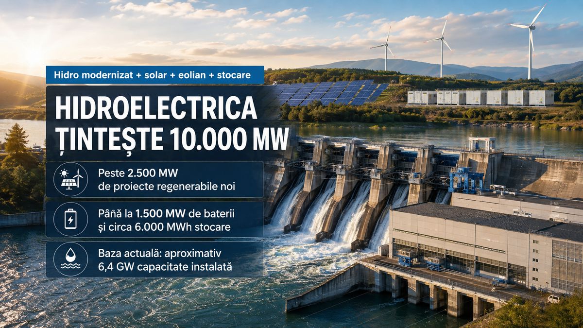 Hidroelectrica țintește 10.000 MW: 2.500 MW regenerabile noi și 6.000 MWh stocare — NRG-IA