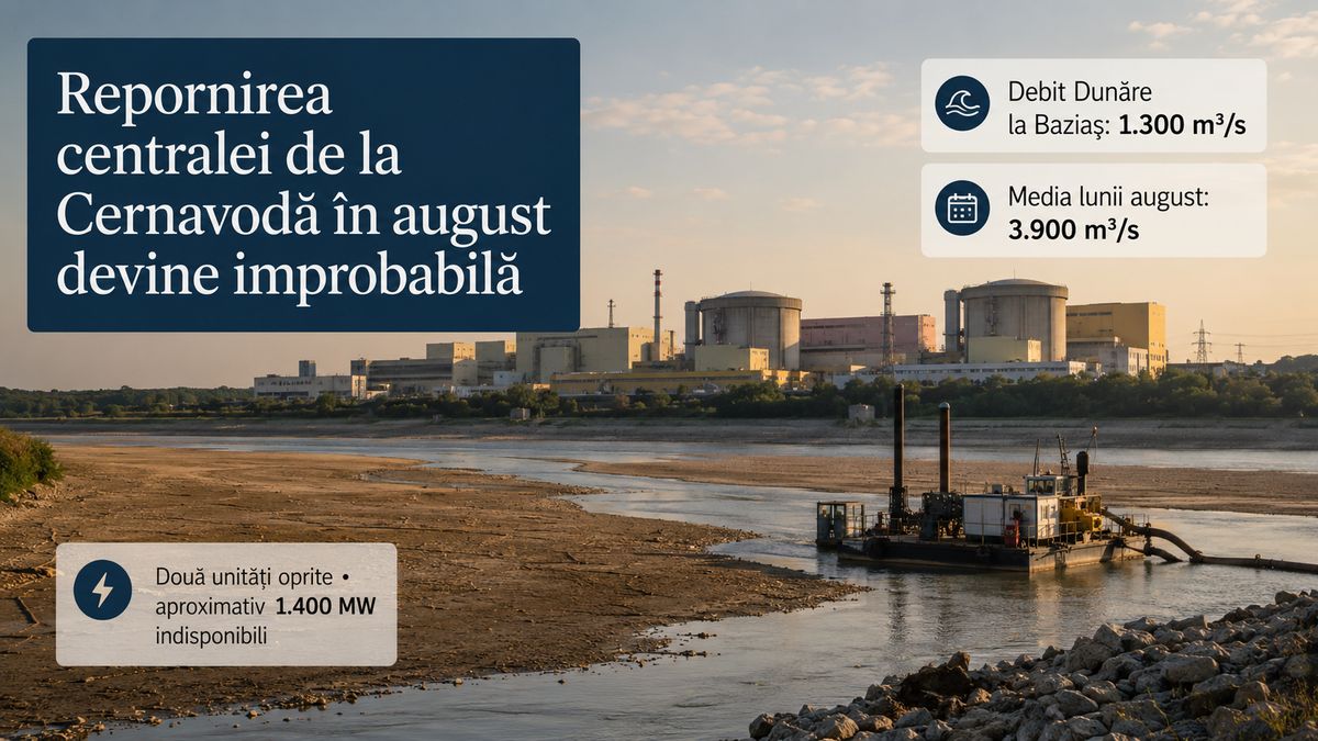 Cernavodă rămâne oprită: Dunărea la o treime din debitul mediu și estimări de +5% pentru facturile din 2027 — NRG-IA