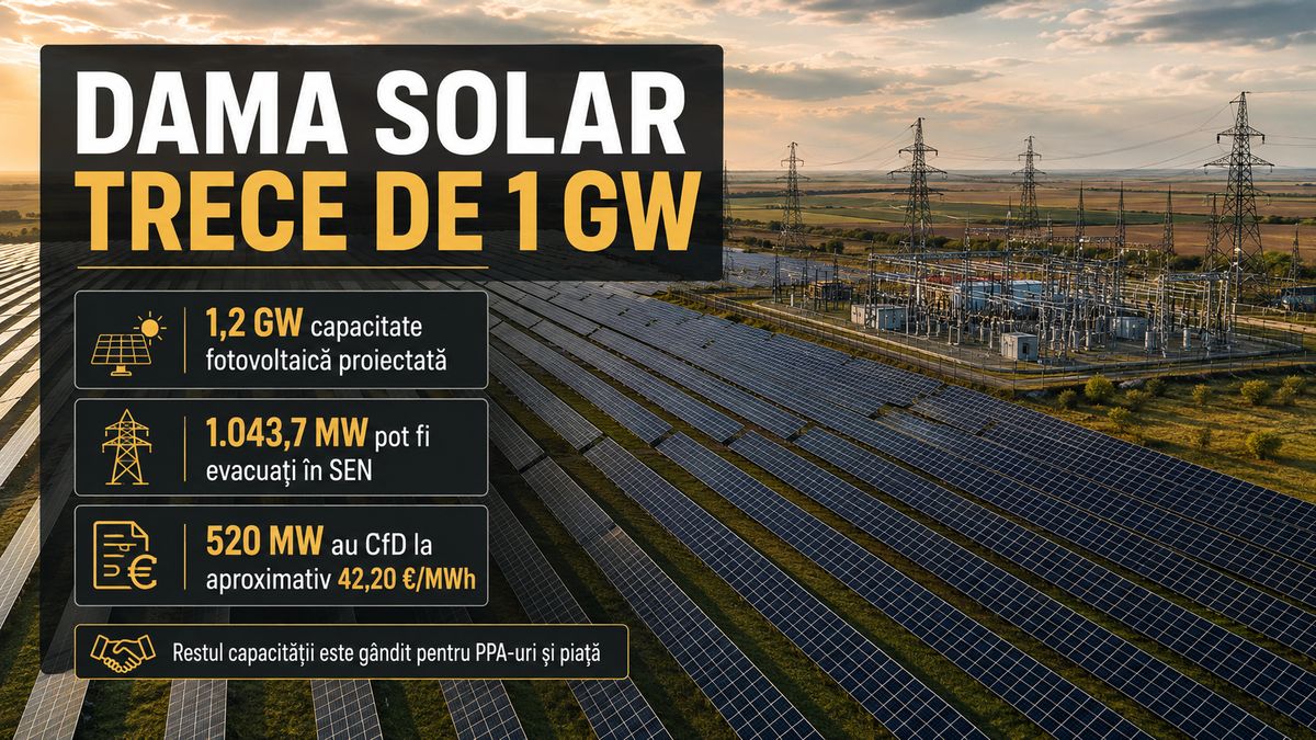 Dama Solar Arad: parc fotovoltaic de 1,2 GW, 1.043,7 MW racordare și 520 MW prin CfD — NRG-IA