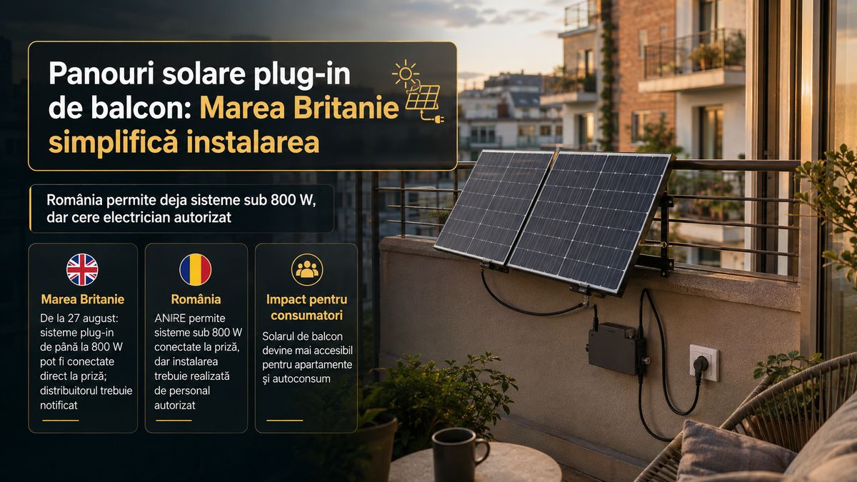 Panouri solare plug-in de 800 W: Marea Britanie simplifică instalarea, în România sunt permise deja — NRG-IA